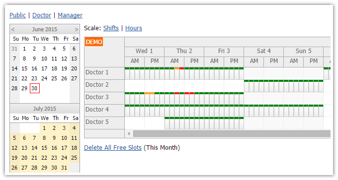 shifts schedule