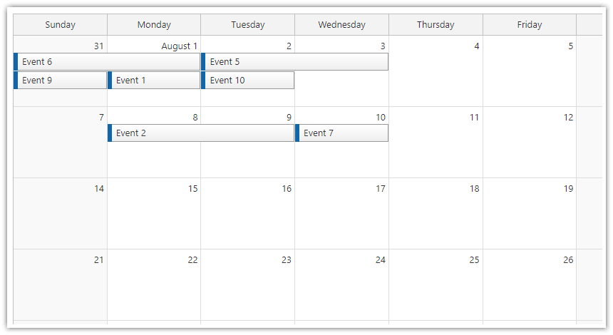 javascript monthly event calendar angular react vue